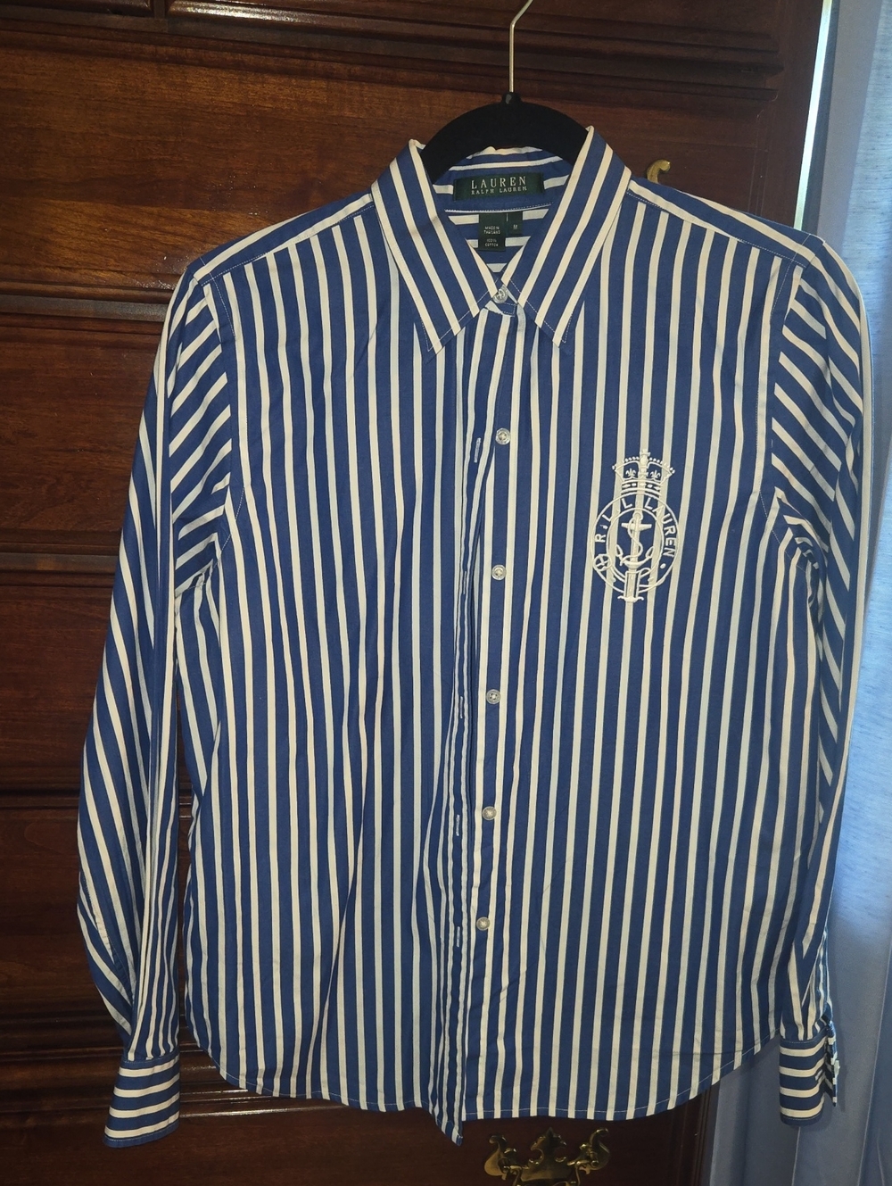 Lauren Ralph Lauren Navy & White Vertical Stripe Button-Down Shirt
